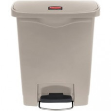Rubbermaid Commercial 8G Slim Jim Front Step Container - Step-on Opening - 8 gal Capacity - Rectangular - Manual - Durable, Foot Pedal, Easy to Clean, Hinged, Fire-Safe, Chemical Resistant - 21.1