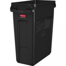 Rubbermaid Commercial Slim Jim 16-Gallon Vented Waste Container - 16 gal Capacity - Rectangular - Handle, Durable, Chemical Resistant, Crush Resistant, Recyclable - 25