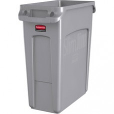 Rubbermaid Commercial Slim Jim Vented Container - 16 gal Capacity - Durable, Vented, Sturdy, Weather Resistant, Handle, Lightweight - Plastic - Gray - 4 / Carton