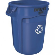 Rubbermaid Commercial Brute Round Container - 32 gal Capacity - Round - Heavy Duty, Handle, Tear Resistant, Damage Resistant, Durable, UV Coated, Fade Resistant, Warp Resistant, Crack Resistant, Crush Resistant - Blue