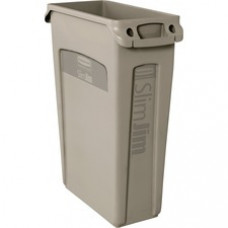Rubbermaid Commercial Slim Jim 23-Gallon Vented Waste Containers - 23 gal Capacity - Rectangular - Durable, Handle - 30