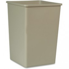 Rubbermaid Commercial 35-gal Untouchable Sqre Container - 35 gal Capacity - Square - Durable, Crack Resistant - Plastic - Beige