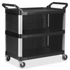 Rubbermaid Commercial Enclosed End Panels Utility Cart - 3 Shelf - 300 lb Capacity - 4