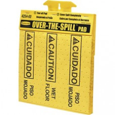Rubbermaid Commercial Bilingual Over-The-Spill Pads - 300 / Carton - 22 Sheets/Pad - Caution Wet Floor, cuidado Piso Mojado Print/Message - 12.6