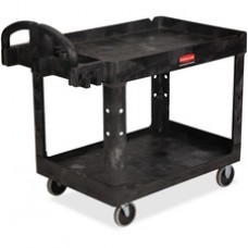 Rubbermaid Commercial Medium Utility Cart with Lipped Shelf - 2 Shelf - 500 lb Capacity - 4 Casters - 5