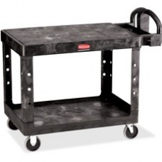 Rubbermaid Commercial 4525 HD 2-Shelf Utility Cart Flat Shelf (Med) - 2 Shelf - Push Handle Handle - 500 lb Capacity - 4 Casters - 5