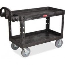 Rubbermaid Commercial Large Utility Cart with Lipped Shelf - 2 Shelf - 750 lb Capacity - 4 Casters - 5