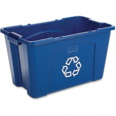 Rubbermaid Commercial 18-gallon Recycling Box - 18 gal Capacity - Rectangular - Weather Resistant, Handle, Stackable, Easy to Clean, Crack Resistant, Dent Resistant - Linear Low-Density Polyethylene (LLDPE) - Blue - 6 / Carton