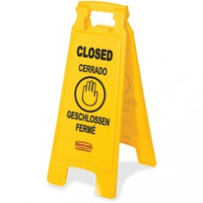 Rubbermaid Commercial Closed Multi-Lingual Floor Sign - 1 Each - CLOSED Print/Message - 11