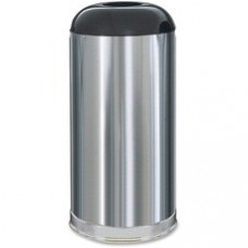 Rubbermaid Commercial Round Top 15-Gallon Waste Container - 15 gal Capacity - Round - Fire-Safe, Handle - Steel - Stainless Steel - 1 Each