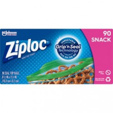 Ziploc® Snack Size Storage Bags - 6.50" Width - Clear - 90/Box - Snack, Fruit, Vegetables