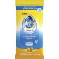 Pledge Multisurface Wipes - For Multipurpose - Pre-moistened, Resealable, Durable, Resealable - 25 / Pack - 12 / Carton - White