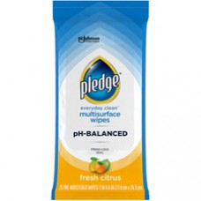 Pledge PH Balanced Multisurface Cleaner Wipes - Wipe - Fresh Citrus Scent - 25 / Pack - 1 Each - Blue