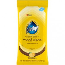 Pledge Lemon Enhancing Polish Wipes - Wipe - Lemon Scent - 7