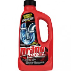 Drano Max Gel Clog Remover - Ready-To-Use Gel - 32 fl oz (1 quart) - Bottle - 12 / Carton - Clear