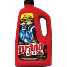 Drano Max Gel Clog Remover - Ready-To-Use Gel - 80 fl oz (2.5 quart) - 6 / Carton - Yellow