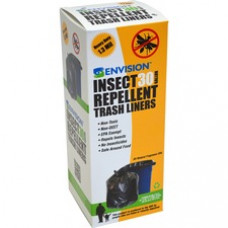 Stout Insect Repellent Trash Liners - 30 gal Capacity - 51.18 mil (1300 Micron) Thickness - Black - 10/Box - Multipurpose