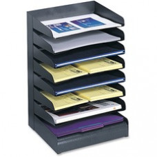 Safco Slanted Shelves Steel Desk Tray Sorter - 8 Tier(s) - Desktop - Black - Steel - 1Each