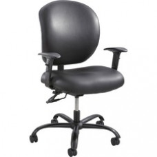 Safco Alday 24/7 Task Chair - Polyester Black Seat - Vinyl Black Back - 5-star Base - Black - 20.50