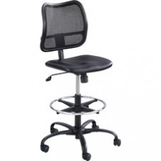 Safco Vue Extended-Height Vinyl Chair - Vinyl Black, Nylon, Polyester Seat - Black Back - 5-star Base - 18
