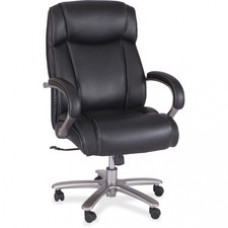 Safco Big & Tall Leather High-Back Task Chair - Black Bonded Leather Seat - High Back - Armrest - 1 Each