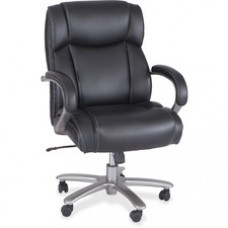Safco Big & Tall Mid-Back Task Chair - Black Bonded Leather Seat - Mid Back - Armrest - 1 Each