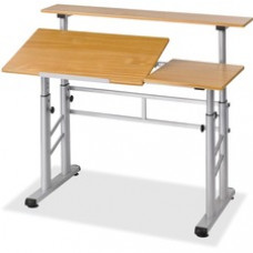 Safco Height-Adjustable Split Level Drafting Table - Rectangle Top - Assembly Required - Steel, Wood