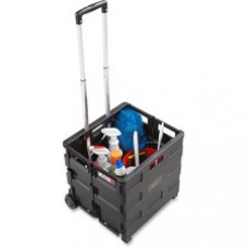 Safco Stow Away Folding Caddy - Telescopic Handle - 50 lb Capacity - 2 Casters - 16.5