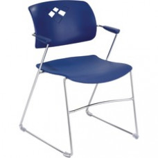 Safco Veer Flex Back Stack Chair with Arm - Blue Seat - Blue - 17.75