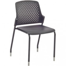 Safco Next Stack Chair - Black Polypropylene Seat - Black Polypropylene Back - Tubular Steel Frame - Four-legged Base - 4 / Carton