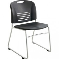 Safco Vy Sled Base Stack Chairs - Plastic Seat - Plastic Back - Steel Powder Coated Frame - Sled Base - Black - Polypropylene - 18.50