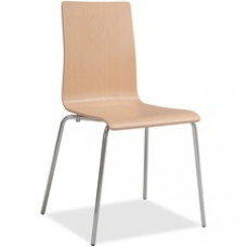 Safco Bosk Stack Chair - Plywood Beech Seat - Plywood Beech Back - Chrome Plated Steel Frame - Four-legged Base - 15.50