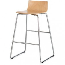 Safco Bosk Stool - Beech Plywood Beech Seat - Chrome Plated Steel, Epoxy Frame - 20.8