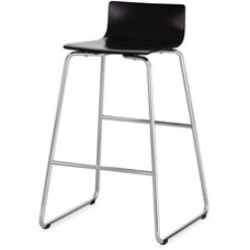 Safco Bosk Stool - Beech Plywood Espresso Seat - Chrome Plated Steel, Epoxy Frame - 20.8