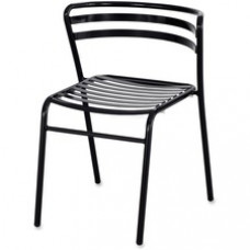 Safco Multipurpose Stacking Metal Chairs - Slate Seat - Slate Back - Tubular Steel Black Frame - Four-legged Base - Metal - 16.50