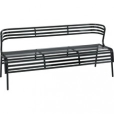 Safco CoGo Indoor/Outdoor Steel Bench with Back - Black - Steel - 1 Each