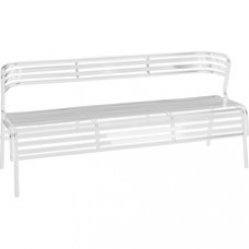 Safco CoGo Indoor/Outdoor Steel Bench with Back - White - Steel - 1 Each