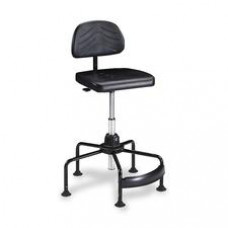 Safco TaskMaster Economy Industrial Chair - Polyurethane Black Seat - Black - 16.25