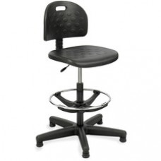 Safco Soft Tough Economy Workbench Drafting Chair - Foam Black, Polyurethane Seat - Foam Back - 5-star Base - Black - 18