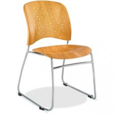 Safco Reve Plastic Wood Back Guest Chair - Plastic Natural Seat - Plastic Natural Back - Sled Base - 19