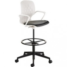 Safco Shell Extended-Height Chair - Black Vinyl Plastic Seat - White Plastic Back - 5-star Base - 1 Each