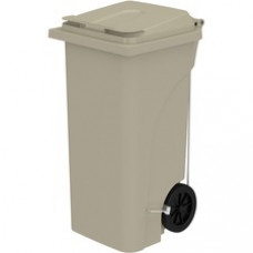 Safco 32 Gallon Plastic Step-On Receptacle - 32 gal Capacity - Foot Pedal, Lightweight, Easy to Clean, Handle, Wheels, Mobility - 37