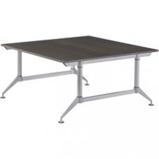 Safco EVEN Dual-Sided Workstation - Textured Drift Wood Square Top - Powder Coated Silver Base - 4 Legs - 48