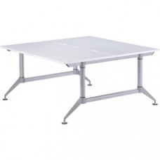 Safco EVEN Dual-Sided Workstation - Designer White Square Top - Powder Coated Silver Base - 4 Legs - 48