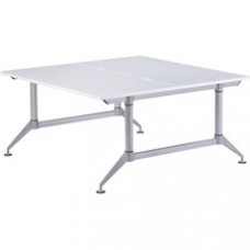 Safco EVEN Dual-Sided Workstation - Designer White Rectangle Top - Powder Coated Silver Base - 4 Legs - 48
