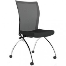 Safco Valore High Back Training Chair - Black Foam Seat - Black Back - Steel, Chrome Frame - High Back - Four-legged Base - 2 / Carton