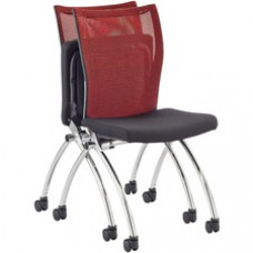 Safco Valore High Back Training Chair - Black Foam Seat - Red Back - Steel, Chrome Frame - High Back - Four-legged Base - 2 / Carton