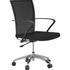 Safco Training Height-Adjustable Task Chair - Fabric, Wood Seat - Steel Frame - High Back - 5-star Base - Black - Armrest - 1 Each