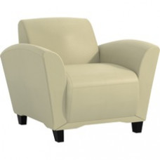 Safco Santa Cruz Lounge Chair - Almond Leather Seat - Almond Leather Back - Four-legged Base - Armrest - 1 Each