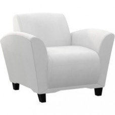 Safco Santa Cruz Lounge Chair - White Leather Seat - White Leather Back - Four-legged Base - Armrest - 1 Each